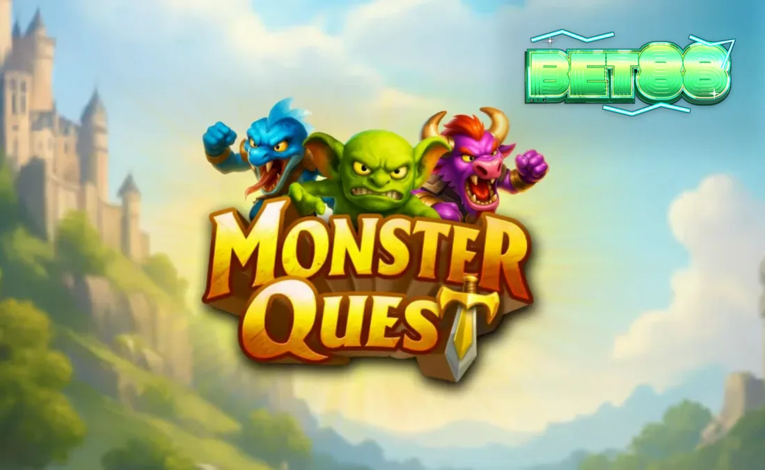 Isang Knight na nakikipaglaban sa mga halimaw sa loob ng isang medieval na kastilyo sa Monster Quest slot.